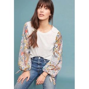 ANTHROPOLOGIE Maybelle paisley balloon sleeve top